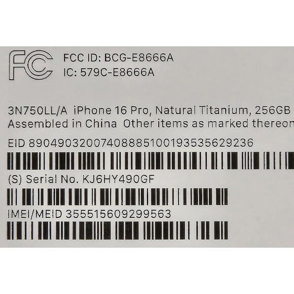 Empty Retail Box Apple A3083 iPhone 16 Pro Natural Titanium 256GB Demo Sticker - Picture 6 of 7
